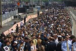 In a solemn, worldless ceremony marking eight months of cleanup from the terrorist attacks of September 11, 2001, which destroyed the twin towers of the World Trade Center, an empty stretcher is carried up the ramp from the pit, and the last steel column is carried out on a truck. An honor guard of police, firefighters, contruction workers, rescue personnel, and military lined the ramp. Families of victims were present as was Mayor Michael Bloomberg.