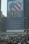 Families of the victims of the terror attacks on the World Trade Center in New York City which killed almost 3,000 people on 11 September 2001 commemorate the 1st anniversary of the tragedy on 11 September 2002.