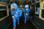 New York City agencies practice mobilizing for a subway terror attack in drill in the Financial District. FDNY, NYPD, EMS, MTA, and OEM conduct search and rescue, investigation, and decontamination simulation. Live volunteers simulate survivors and walking wounded, while dummies are used for serious injuries or dead.