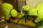 New York City agencies practice mobilizing for a subway terror attack in drill in the Financial District. FDNY, NYPD, EMS, MTA, and OEM conduct search and rescue, investigation, and decontamination simulation. Live volunteers simulate survivors and walking wounded, while dummies are used for serious injuries or dead.