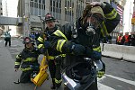 New York City agencies practice mobilizing for a subway terror attack in drill in the Financial District. FDNY, NYPD, EMS, MTA, and OEM conduct search and rescue, investigation, and decontamination simulation. Live volunteers simulate survivors and walking wounded, while dummies are used for serious injuries or dead.