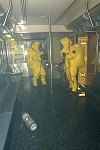 New York City agencies practice mobilizing for a subway terror attack in drill in the Financial District. FDNY, NYPD, EMS, MTA, and OEM conduct search and rescue, investigation, and decontamination simulation. Live volunteers simulate survivors and walking wounded, while dummies are used for serious injuries or dead.