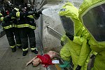 New York City agencies practice mobilizing for a subway terror attack in drill in the Financial District. FDNY, NYPD, EMS, MTA, and OEM conduct search and rescue, investigation, and decontamination simulation. Live volunteers simulate survivors and walking wounded, while dummies are used for serious injuries or dead.