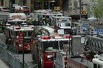 New York City agencies practice mobilizing for a subway terror attack in drill in the Financial District. FDNY, NYPD, EMS, MTA, and OEM conduct search and rescue, investigation, and decontamination simulation. Live volunteers simulate survivors and walking wounded, while dummies are used for serious injuries or dead.