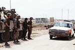 U.S. troops maintain a checkpoint on the Kuwait City - Basra road.