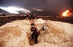 Preparing to extinguish oi well fires, Al Ahmadi, Kuwait.