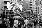The Rolling Stones perform on a flatbed truck in Greenwich Village to promote their upcoming tour, NYC, 5/75<br>0624-19<br>From SoHo Blues - A Personal Photographic Diary of New York City in the 1970s by SoHo Weekly News chief photographer Allan Tannenbaum