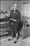 Comedian Rodney Dangerfield with his dog Keno in his Upper East Side apartment.<br>NYC 1/11/79<br>2441-13<br>From SoHo Blues - A Personal Photographic Diary of New York City in the 1970s by SoHo Weekly News chief photographer Allan Tannenbaum