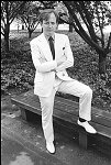 Best-selling author Tom Wolfe in his traditional white suit.<br>NYC 6/75<br>0662-32<br>From SoHo Blues - A Personal Photographic Diary of New York City in the 1970s by SoHo Weekly News chief photographer Allan Tannenbaum