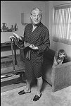 Comedian Rodney Dangerfield with his dog Keno in his Upper East Side apartment.<br>NYC 1/11/79<br>2441-13<br>From SoHo Blues - A Personal Photographic Diary of New York City in the 1970s by SoHo Weekly News chief photographer Allan Tannenbaum