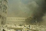 Two hijacked planes crash into the World Trade Center towers. Both towers burn, then collapse. Many people were injured and over 5,000 died. NYC 9/11/01