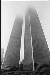 The Twin Towers of the World Trade Center disappear into the clouds in this view from the old West Side Highway, 9/18/1978<br>SN 2274-7<br>SWN