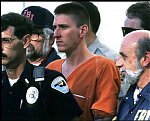 Timothy McVeigh, age 27,  under arrest in Perry, Oklahoma, April 21, 1995, two days after the terrorist bombing of the Murrah Federal Building in Oklahoma City, OK, which left 168 men, women, and children dead. Credit Photo: Allan Tannenbaum